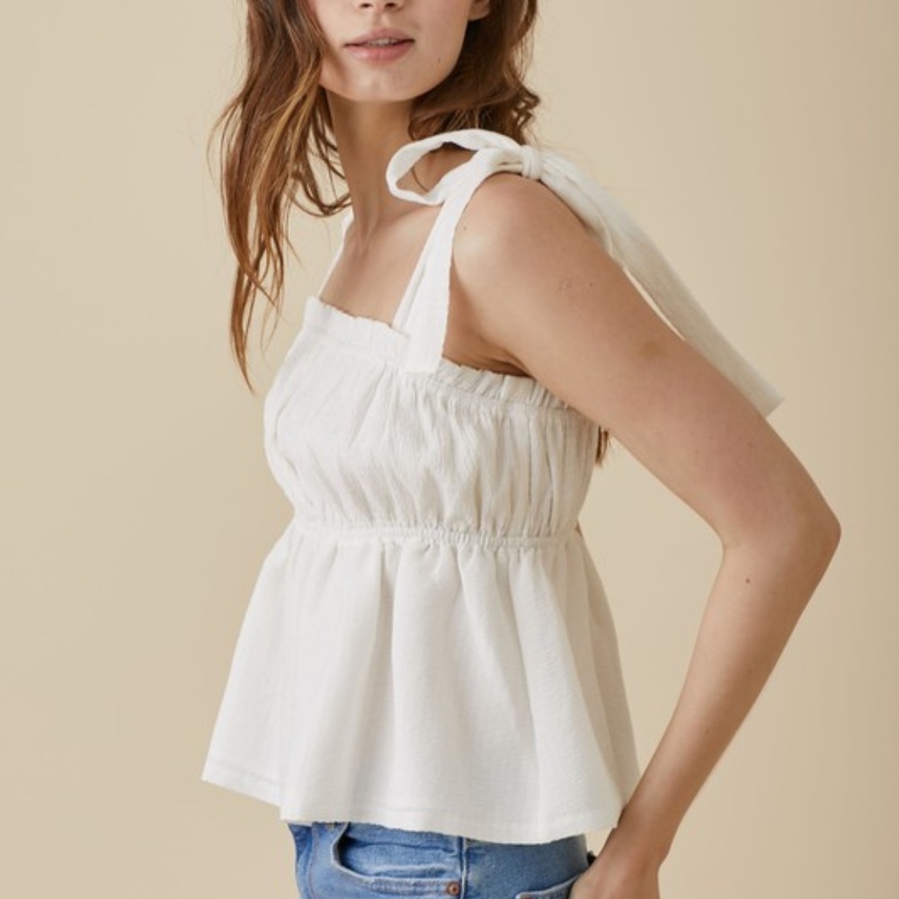 White Babydoll Top with Tying Straps Sizes S - L